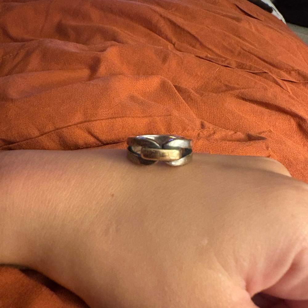 Retired James Avery 14K Gold and Sterling Silver Enduring Bond Ring